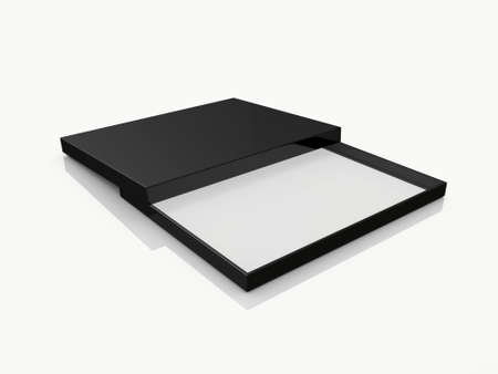 Black elegant empty box with reflection, isolated on white background.の写真素材