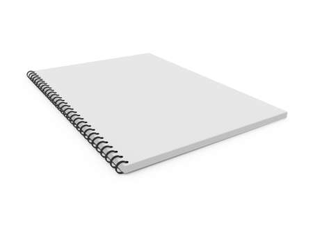 Blank white ruled notebook, ring binder, isolated on white background.の写真素材