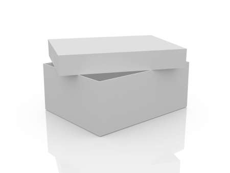 White, open, empty box template, isolated on white background.の写真素材
