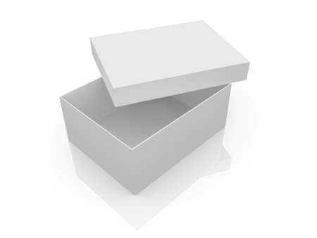 White, open, empty box template, isolated on white background.の写真素材