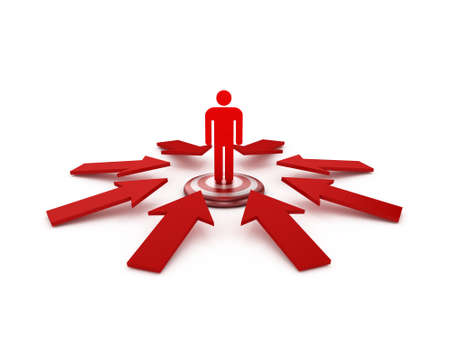 Business concept, red arrows shows red social man on target, isolated on white background.の写真素材