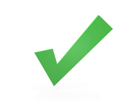 Green check mark, isolated on white background.の写真素材