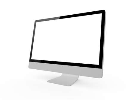 Blank desktop computer screen, isolated on white background.の写真素材