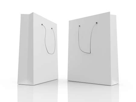 Blank, empty shopping bags, isolated on white background.の写真素材