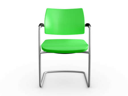 Green single chair, isolated on white background.の写真素材