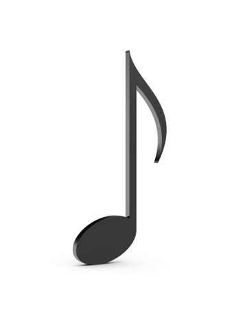 Single black musical note, isolated on white background.の写真素材