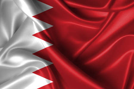 Realistic wavy flag of Bahrain.の写真素材