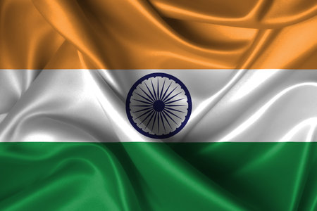 Realistic wavy flag of India.の写真素材