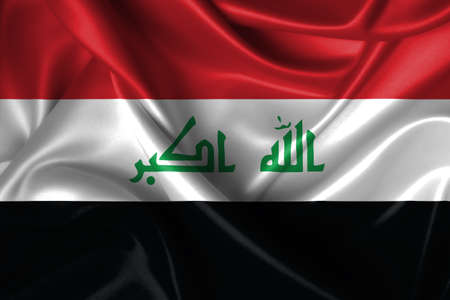 Realistic wavy flag of Iraq.の写真素材