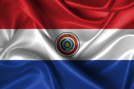 Realistic wavy flag of Paraguay.の写真素材