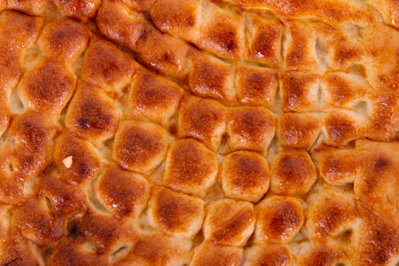 Close up baked Turkish pita, ramadan bread.