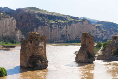 Hasankeyf Village on Tigris River, Batman, Turkey.の写真素材