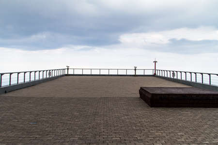 Top of tower, balcony on cloudy weather.の写真素材