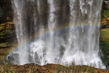 Waterfall with rainbow.の写真素材