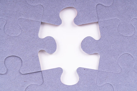 Puzzle pieces with missing piece.の写真素材