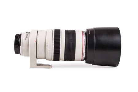 ISTANBUL, TURKEY - MAY 19, 2014: Photo of Canon 100-400 tele zoom lens, isolated on white background.のeditorial素材