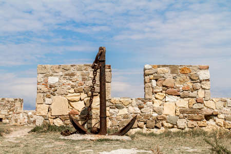 Anchor of ship in Tenedos Castle, Bozcaada, Canakkale, Turkey.のeditorial素材