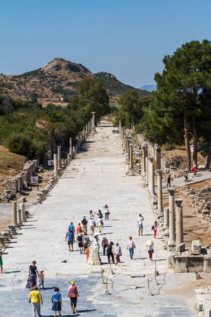 IZMIR, TURKEY - SEPTEMBER 20, 2014: Ephesus is an ancient city and its longest street is harbour.のeditorial素材