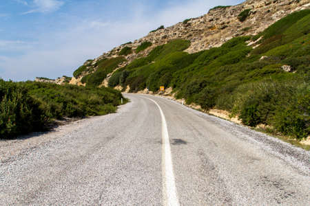 Long asphalt road in nature.の写真素材