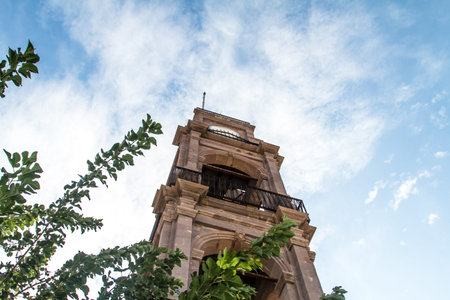 Clock tower in Bozcaada / Tenedos on blue sky.の写真素材