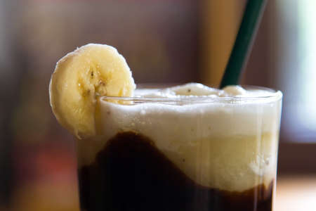 Cocktail with banana fruit, cold drink.の写真素材