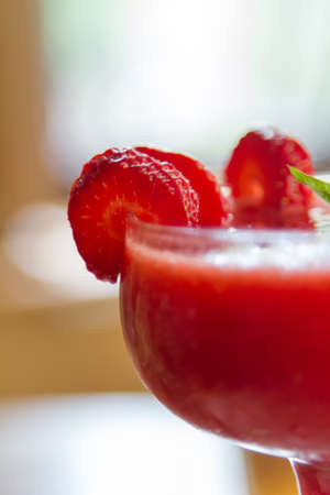 Cocktail with strawberry fruit, cold drink.の写真素材