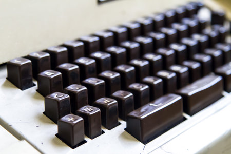 Close up view of old typewriter with depth of field.