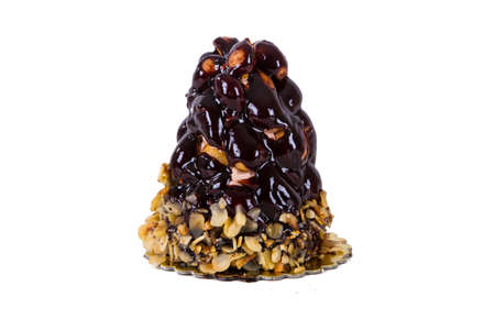 Black, delicious cake, isolated on white background.の写真素材