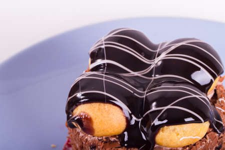 Cake on plate, isolated on white background.の写真素材