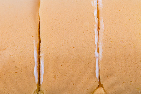 Close up view of sliced banana tasty cake.
