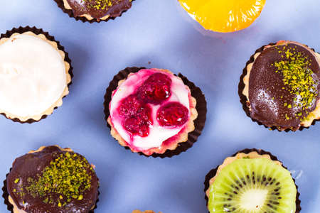 Top view of colorful cakes.の写真素材