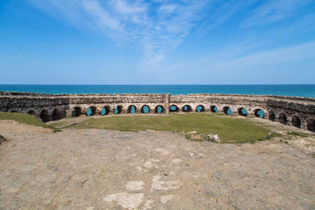 Wide view of castle on cloudy sky, Rumeli Castle, Istanbul, Turkey.のeditorial素材