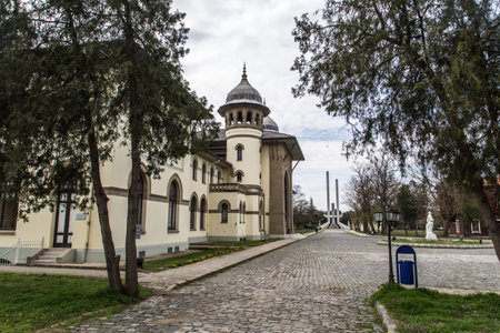 Front view of old historical train station bulding, rectorship building of Trakya University.のeditorial素材