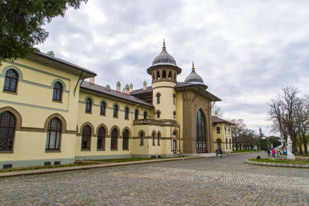 Side view of old historical train station bulding, rectorship building of Trakya University.のeditorial素材