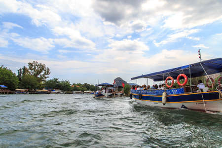 DALYAN, TURKEY - MAY 31, 2015 : Touristic boat trips in the river between Koycegiz Lake and Iztuzu Beach in Dalyan.のeditorial素材