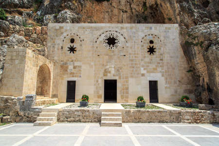 Front view of Saint Pierre Church carved in mountain in Antakya, one of the oldest churches of Christianity.の写真素材