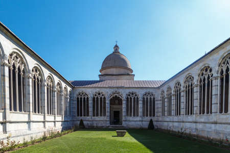 View of Camposanto Monumentale, known as monumentale cemetery, built in 12th century, in Pisa Cathedrale Square.のeditorial素材