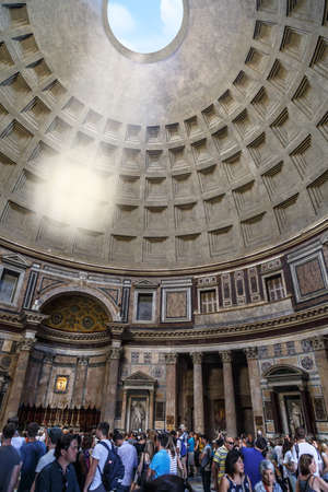 ROME, ITALY - SEPTEMBER 23, 2015 : Inside view of Pantheon, historical temple of Rome built in 125 AC at Piazza Della Rotonda.のeditorial素材