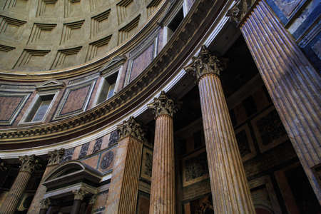 Inside view of Pantheon, historical temple of Rome built in 125 AC at Piazza Della Rotonda.のeditorial素材