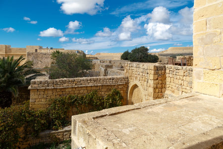 View of Cittadella, historical fortified small city of Cittadella with limestone structures, on...