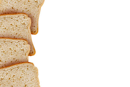 Top view of slices of toast bread, isolated on white background.の写真素材