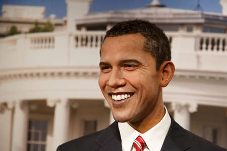 AMSTERDAM, NETHERLANDS - JULY 02, 2016 : Barack Obama figure in Madame Tussauds Wax Museum in Amsterdam. Madame Tussauds Museum is one of the most popular attraction in Netherlands.のeditorial素材
