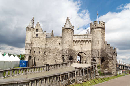 ANTWERP, BELGIUM - JULY 5, 2016 : Steen Castle, The Stone Castle is a big building in Antwerp. Antwerp is the capital city in the region of Flanders.のeditorial素材