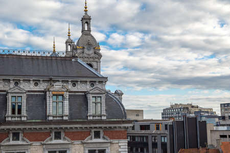 ANTWERP, BELGIUM - JULY 5, 2016 : Exterior view of Antwerp Central station. Antwerp Central railway station is the most famous and main station in Antwerp.のeditorial素材