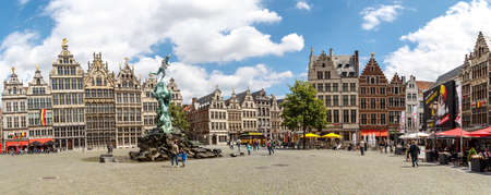 ANTWERP, BELGIUM - JULY 5, 2016 : Historical city hall and old town of Antwerp with stylish architecture. Antwerp is the capital city in the region of Flanders, Belgiumのeditorial素材