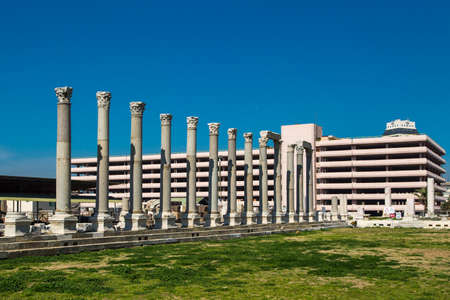 Ruins and historical place in agora of Smyrna ancient city in Izmir, Turkey.の写真素材