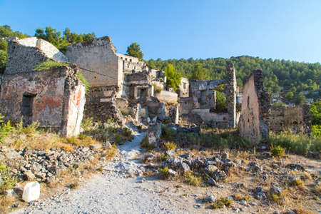 Historical stone village or ghost town in Fethiye, Mugla, Turkey.の写真素材