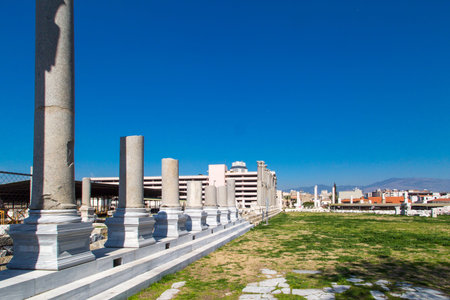 Ruins and historical place in agora of Smyrna ancient city in Izmir, Turkey.の写真素材