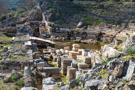 Theatre ruins on Teos Ancient City in Izmir, Turkey.の写真素材