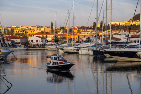 CESME, TURKEY - MARCH 05, 2017 : Yacht club in Cesme Marina in Izmir. Cesme is a popular destination in Izmir, near yacht marina.のeditorial素材